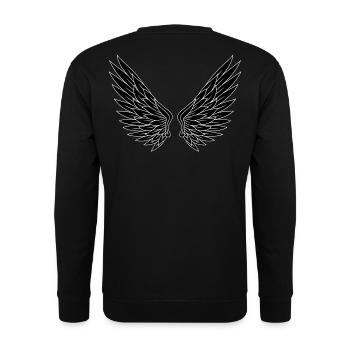 Schwarz Weiß Flügelpaar - Unisex Pullover - Schwarz - Hinten - Alina (178cm)