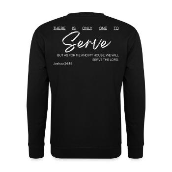 Es gibt nur einen zu dienen - Josua 24:15 - Unisex Pullover - Schwarz - Hinten - Alina (178cm)