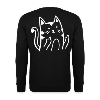 Drôle de chat chat majeur doigt puant - Sweat-shirt Unisexe - noir - Dos - Alina (178cm)