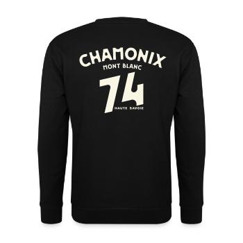 Logo Vintage Chamonix 14 Haute Savoie - Unisex Pullover - Schwarz - Hinten - Alina (178cm)