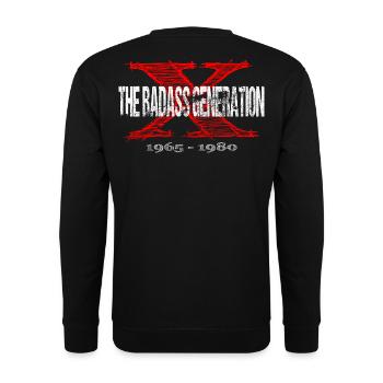Generation X 1965 1980 Retro - Unisex Pullover - Schwarz - Hinten - Alina (178cm)