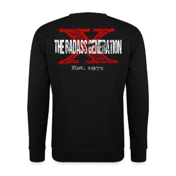 Generation X 1971  Retro - Unisex Pullover - Schwarz - Hinten - Alina (178cm)