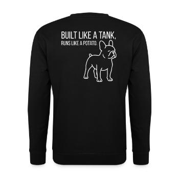 Nez court, grande bouche – Bouledogue français - Sweat-shirt Unisexe - noir - Dos - Alina (178cm)