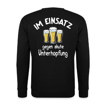 Unterhopfung Einsatz – Kellnerin Barkeeper Bier - Unisex Pullover - Schwarz - Hinten - Alina (178cm)