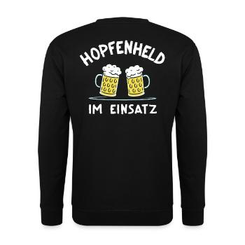 Hopfenheld in Action Original Beer Gift - Unisex Sweatshirt - black - Back - Alina (178cm)