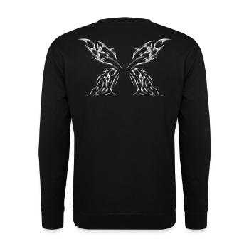 Butterfly Wings Metallischer Stammesangehöriger - Unisex Pullover - Schwarz - Hinten - Alina (178cm)