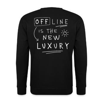 Offline is the new luxury Statement minimalist - Unisex Sweatshirt - black - Back - Alina (178cm)