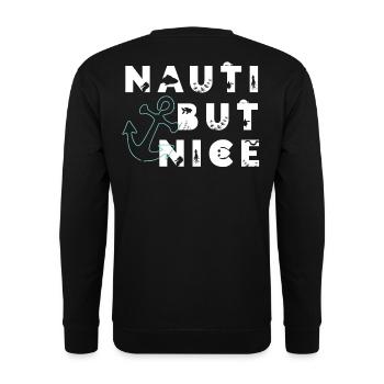 Nauti mais gentil – Cadeau de jeux de mots à la voile - Sweat-shirt Unisexe - noir - Dos - Alina (178cm)
