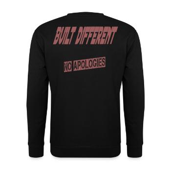 Built Different – No Apologies | Unisex Hoodie - Unisex Sweatshirt - black - Back - Alina (178cm)