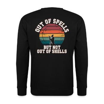 Aus den Zaubern, aber nicht aus den Hüllen - Cool Wizard - Unisex Pullover - Schwarz - Hinten - Alina (178cm)