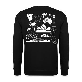 Sydney en symboles (blanc) - Sweat-shirt Unisexe - noir - Dos - Alina (178cm)