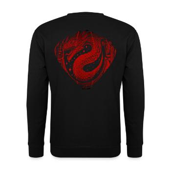 Roter Drache Yin Yang – Kampfsport-Zen-Symbol - Unisex Pullover - Schwarz - Hinten - Michal (187cm)