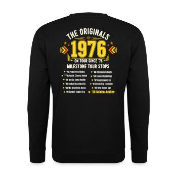 50. Geburtstag 1976 World Tour – Rock Legende - Unisex Pullover - Schwarz - Hinten - Alina (178cm)
