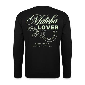 Matcha Liebhaber Tee Design - Unisex Pullover - Schwarz - Hinten - Alina (178cm)