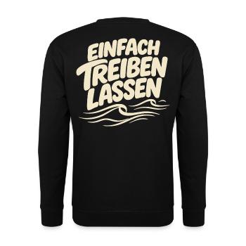Einfach treiben lassen - Schön locker - Unisex Pullover - Schwarz - Hinten - Alina (178cm)
