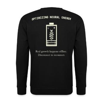 Neural Energy Backprint – Aesthetic Mental Health - Unisex Pullover - Schwarz - Hinten - Alina (178cm)