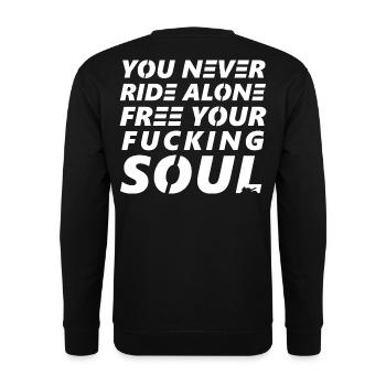 Freedom of the soul – you are not alone - Unisex Sweatshirt - black - Back - Alina (178cm)