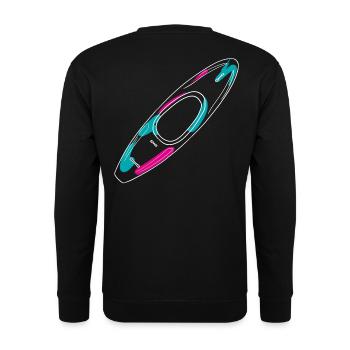 Outlines eines Wildwasserkajaks in Neon-Style - Unisex Pullover - Schwarz - Hinten - Alina (178cm)