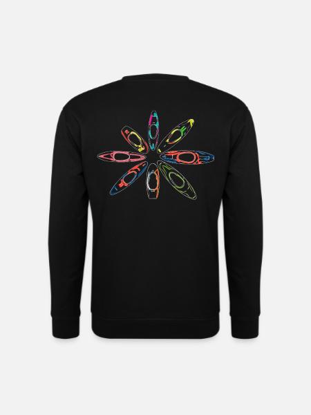 Colorful ring of neon-style whitewater kayaks - Unisex Sweatshirt - black