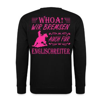 WHOA We Brake for English Riders Sliding Stop - Unisex Sweatshirt - black - Back - Alina (178cm)