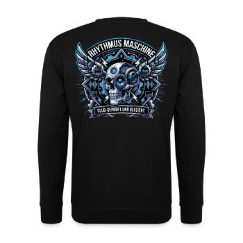 Rhythmus Maschine Schädel - Unisex Pullover - Schwarz - Hinten - Michal (187cm)
