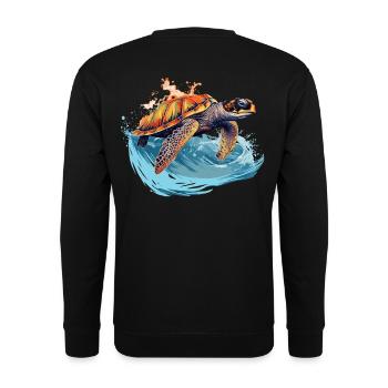 Tortue de mer sauvage dans la vague - Sweat-shirt Unisexe - noir - Dos - Alina (178cm)
