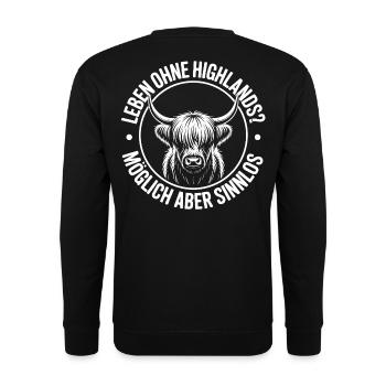 Highland Cow / Highland Rind – Ich liebe Highlands - Unisex Pullover - Schwarz - Hinten - Alina (178cm)