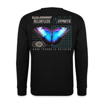 Hard Techno Papillon - Rave outfit techno festival - Unisex Sweatshirt - black - Back - Michal (187cm)