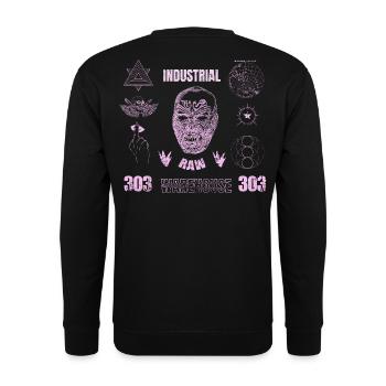 Grunge Techno – Industrial Hard Techno Hardcore - Unisex Pullover - Schwarz - Hinten - Michal (187cm)