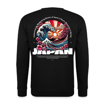 Japan Blossoming Beauty Sakura Wave - Unisex Pullover - Schwarz - Hinten - Michal (187cm)
