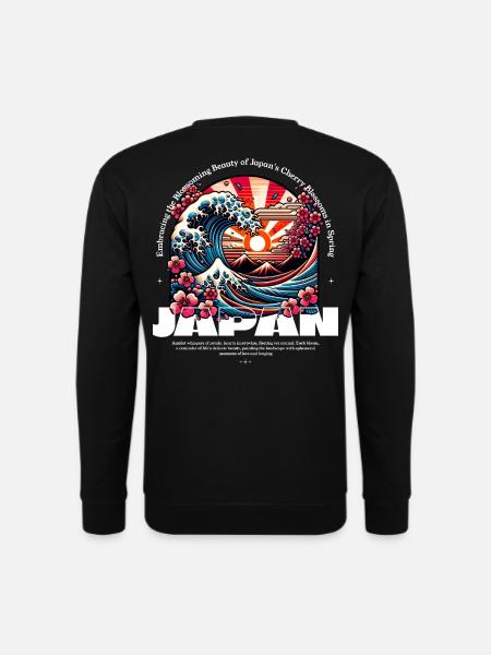 Japan Blossoming Beauty Sakura Wave - Unisex Sweatshirt - black
