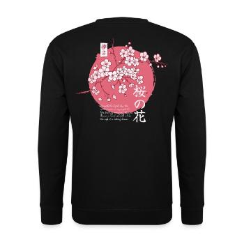 Ephemeral Blossom: Japanese Sakura - Unisex Pullover - Schwarz - Hinten - Michal (187cm)