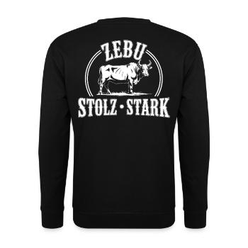 Zebu Stolz Stark Logo - Unisex Pullover - Schwarz - Hinten - Michal (187cm)