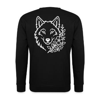 Wolf with Flowers Elegant Nature Art - Unisex Sweatshirt - black - Back - Michal (187cm)