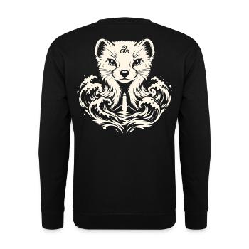 Ein Erminig – bretonischer Hermelin und Wellen - Unisex Pullover - Schwarz - Hinten - Michal (187cm)
