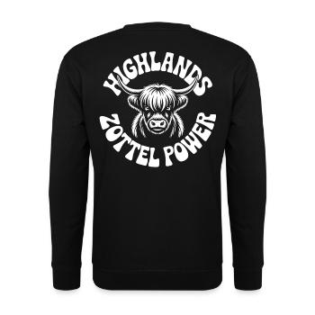 Hochland-Kuh Power Logo - Unisex Pullover - Schwarz - Hinten - Michal (187cm)
