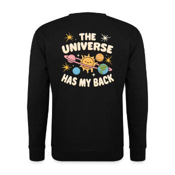 The universe got my back - Unisex Pullover - Schwarz - Hinten - Michal (187cm)