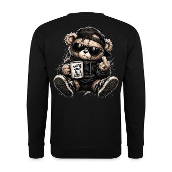 Kaffee Bär Streetstyle Hoodie - Unisex Pullover - Schwarz - Hinten - Michal (187cm)