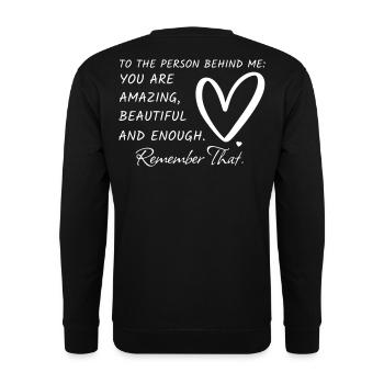 To The Person Behind Me - Motivierender Spruch  - Unisex Pullover - Schwarz - Hinten - Michal (187cm)