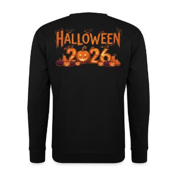 Halloween 2026 Kürbisse leuchten - Unisex Pullover - Schwarz - Hinten - Michal (187cm)