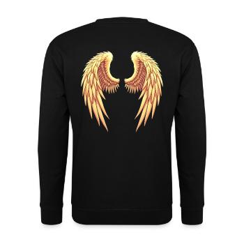Goldene Engelsflügel - Unisex Pullover - Schwarz - Hinten - Michal (187cm)