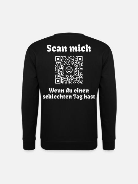 QR-Code mit freundlicher Botschaft (Scanne Mich) - Unisex Pullover - Schwarz