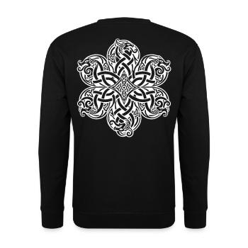 Verflochtener nordischer Drachenknoten - Unisex Pullover - Schwarz - Hinten - Michal (187cm)