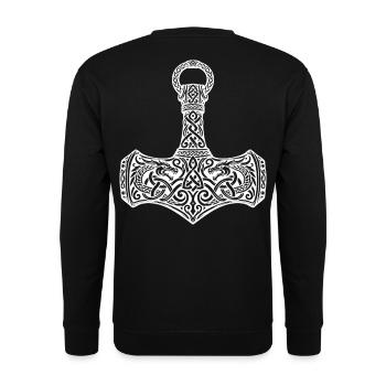Mjolnir: Thors Hammer mit Drachenknotenwerk - Unisex Pullover - Schwarz - Hinten - Michal (187cm)