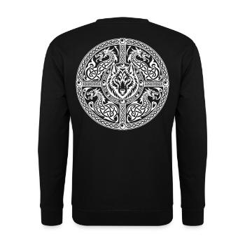 Wikingerwolf-Schild mit Drachenknoten - Unisex Pullover - Schwarz - Hinten - Michal (187cm)