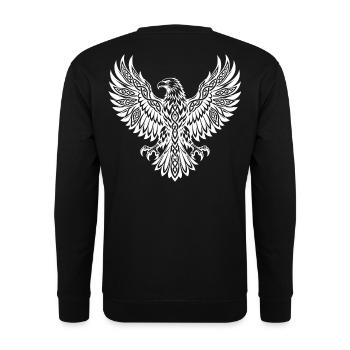 Nordischer Adler mit ausgestreckten Flügeln - Unisex Pullover - Schwarz - Hinten - Michal (187cm)