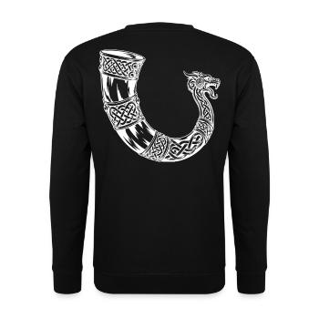 Wikinger-Trinkhorn mit Drachenspitze - Unisex Pullover - Schwarz - Hinten - Michal (187cm)