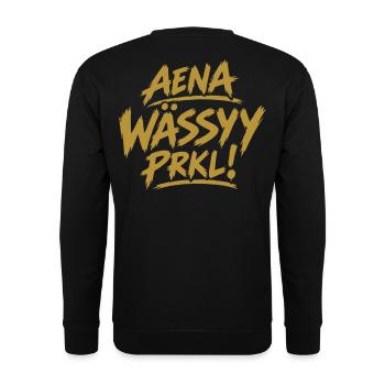 Aena Wässyy PRKL! – Lustiges Humor-Shirt 😃 - Unisex Pullover - Schwarz - Hinten - Michal (187cm)