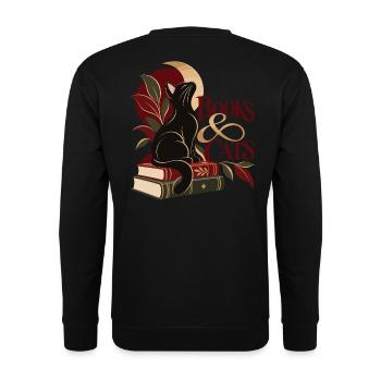 Books & Cats - Unisex Pullover - Schwarz - Hinten - Michal (187cm)