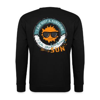 I am not a sunshine (weiss) - Unisex Pullover - Schwarz - Hinten - Alina (178cm)